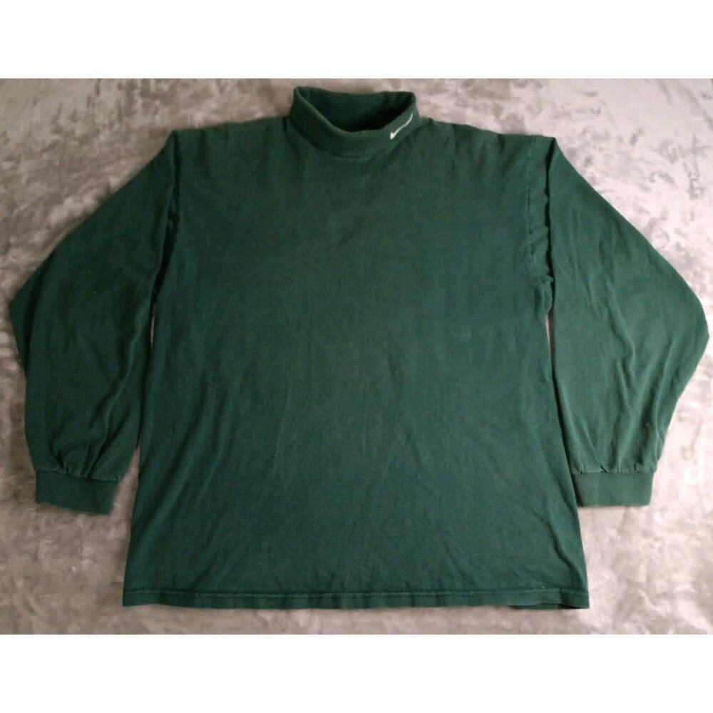 Vintage Nike Turtleneck Long Sleeve Shirt Mens Large Made In USA Green